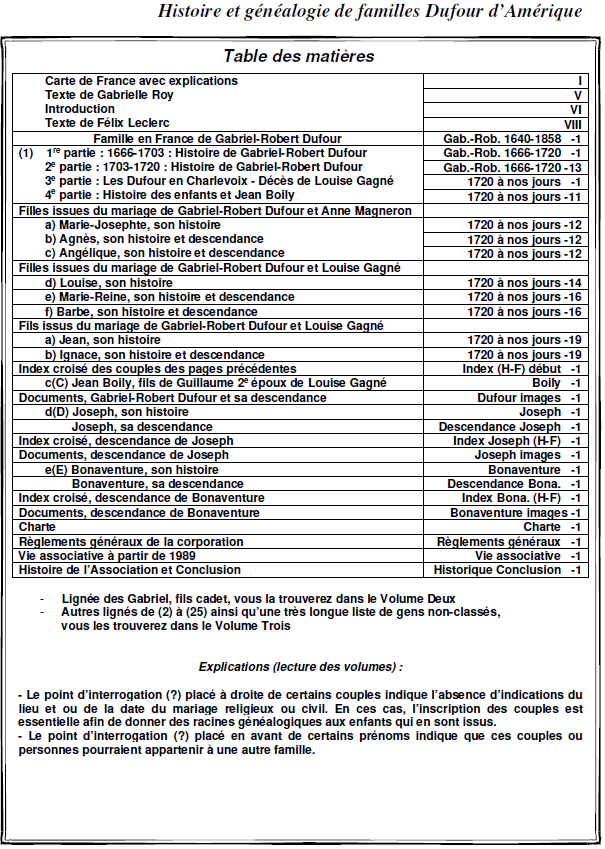 Table des matières Volume 1
